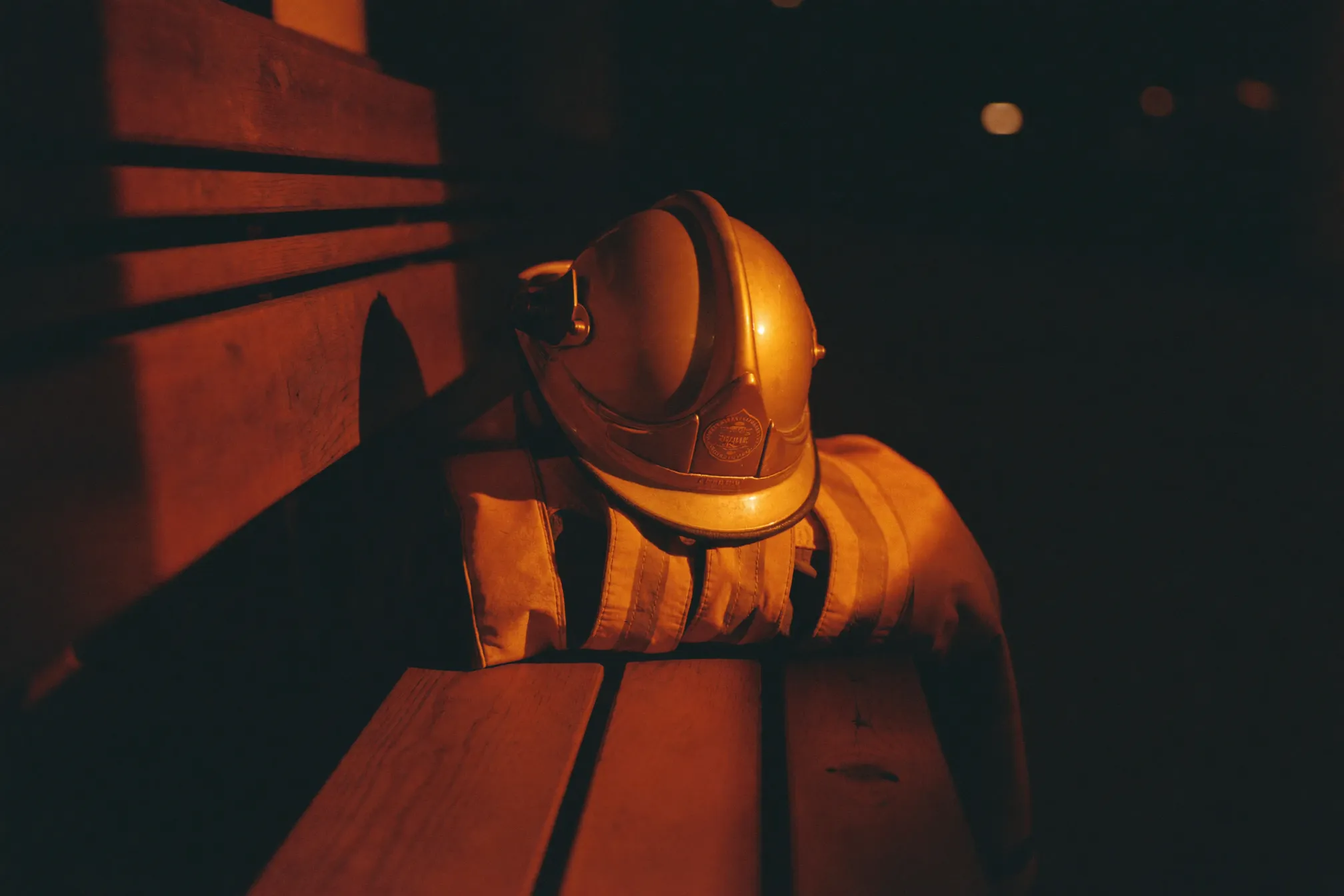 Firefighter helmet and bunker gear